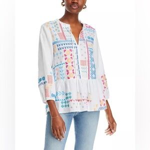 Johnny Was Katie Embroidered Peplum Hem Top NWT